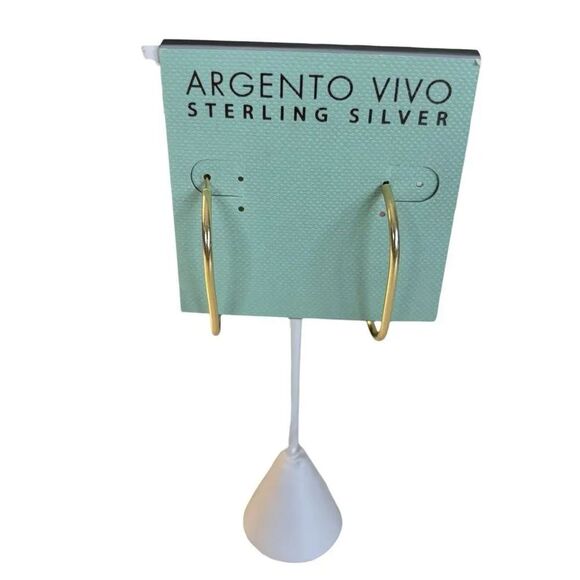 Argento Vivo Jewelry - Argento Vivo Gold Tone Sterling Silver Elongated Hoop Earrings.